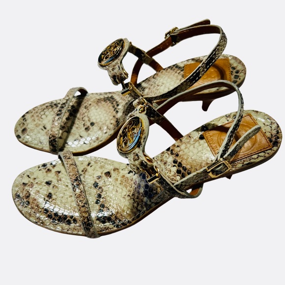 Tory Burch Low Heel Sandel, New Without Box, Never Worn, Snake Look Strap Sandel - Picture 4 of 7